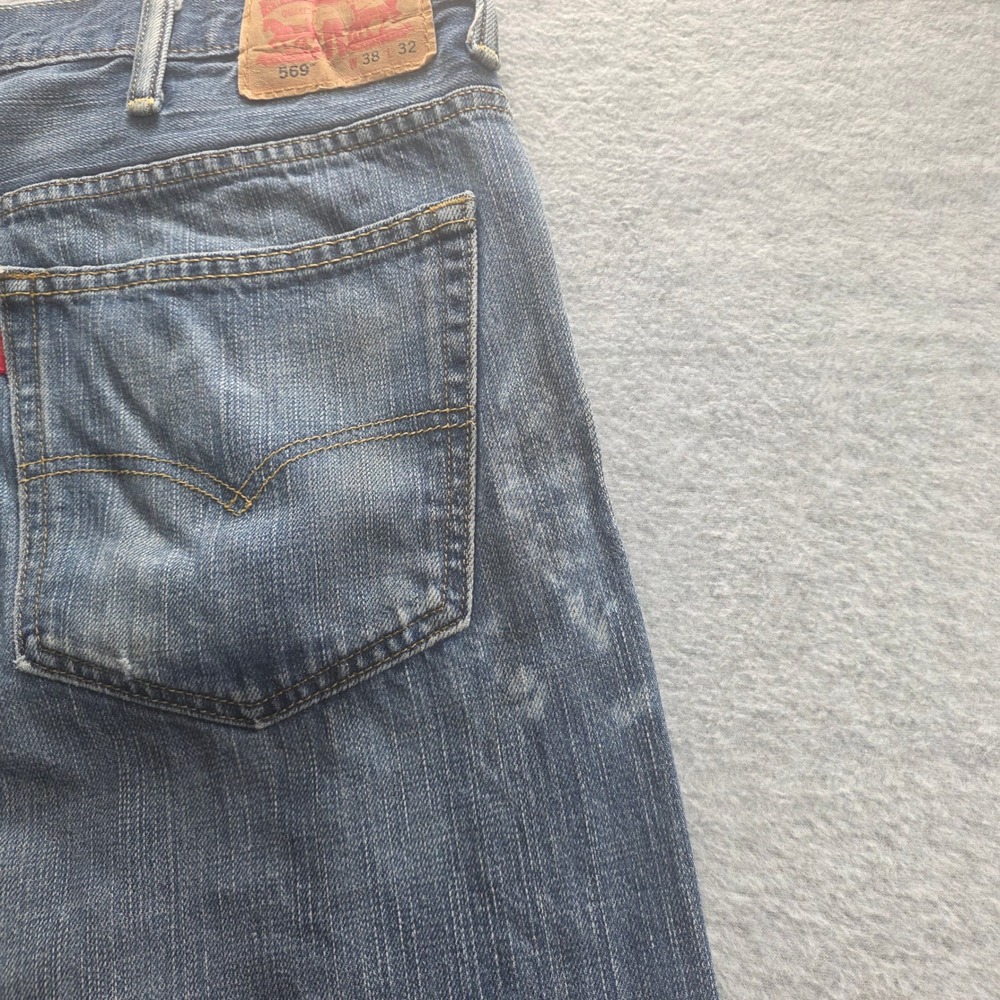 Levi's 569‎ Loose Straight Mens Jeans 38x32 Blue Medium Wash Denim - Picture 8 of 9